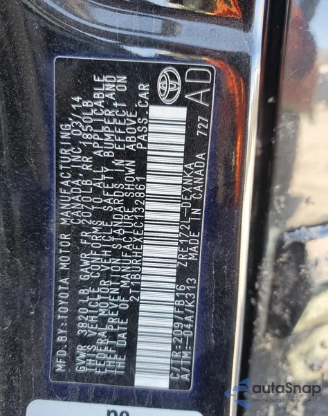 2014 Toyota Corolla L from USA, damaged, VIN 2T1BURHEXEC132861